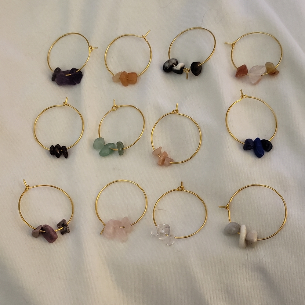 Wine Glass Charms, Set of 12 Different Gem Stones, NWT, PRICE IS FIRM